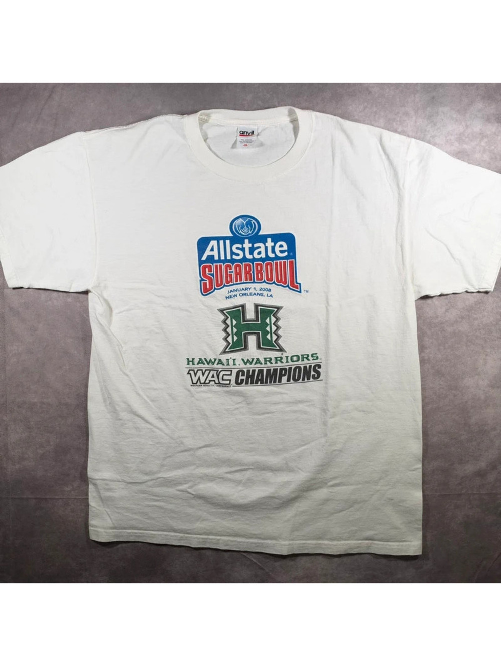 Vintage 2008 Hawaii Warriors Allstate Sugar Bowl WAC Champions T-Shirt Mens XL
